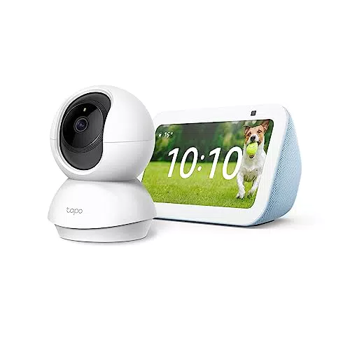 Nuovo Echo Show 5, Azzurro + TP-Link Tapo C200 Telecamera Wi-Fi Interno