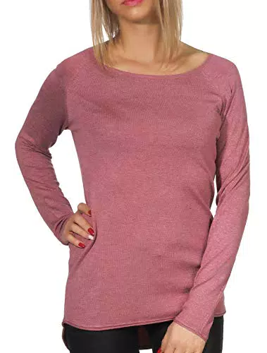 Only Onlmila Lacy L/S Long Pullover Knt Noos Felpa, Rosa