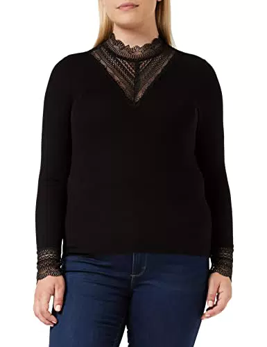 Only ONLTILDE L/S High Neck Lace Top Jrs Maglietta a Maniche Lunghe