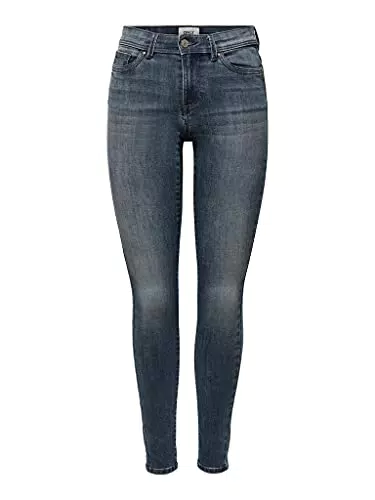 ONLY ONLWAUW Life Mid SK DNM Noos Jeans, Blue Black Denim/Detail:BJ777