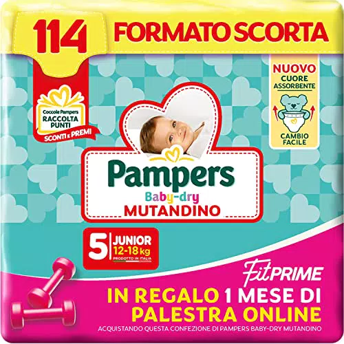 Pampers Baby Dry Mutandino & Fit Prime Junior, Formato Scorta