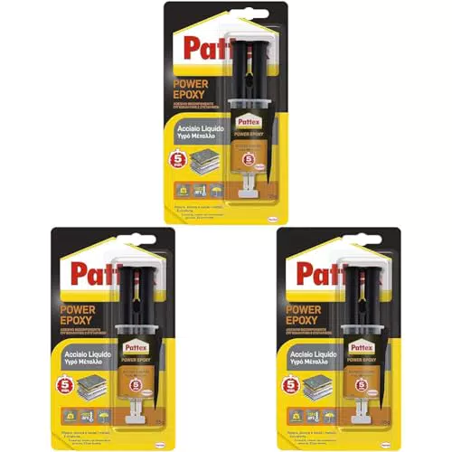 Pattex Power Epoxy Acciaio Liquido, colla epossidica bicomponente color metallo a base di resina epossidica