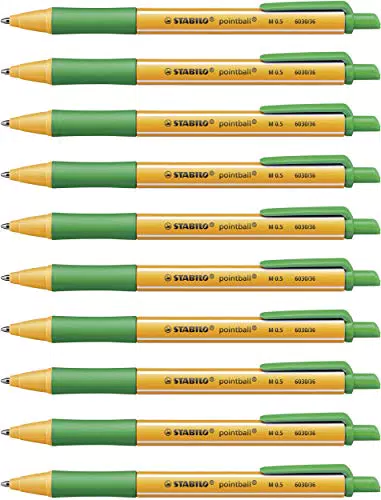 Penna a sfera Ecosostenibile - STABILO pointball - CO2 neutral - Confezione da 10 - Verde