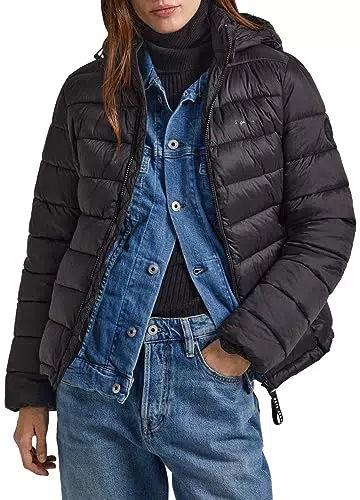 Pepe Jeans Maddie Short, Piumino Donna, Nero ,S