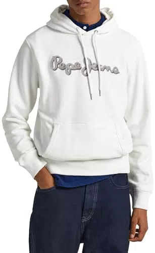 Pepe Jeans Ryan Hoodie, Felpa con cappuccio Uomo, Bianco