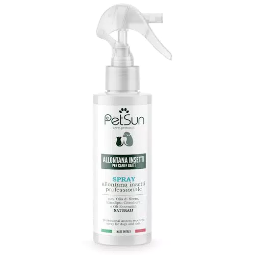 PetSun Olio di Neem per Cane - 250ml - Spray Antiparassitario Naturale Cani e Gatti - Antipulci Antizecche per Gattini Piccoli - Antizanzare Zecche Pulci - Cane Gatto