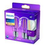 Philips Lampadina LED Goccia Filamento, 2 pz, 7W, attacco E27