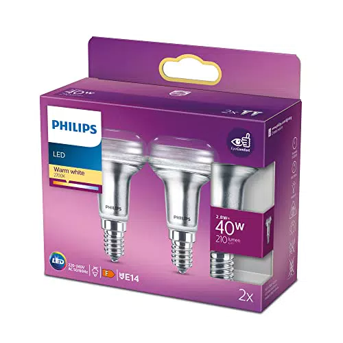 Philips LED Riflettore, 2 pz, equivalente a 40W, attacco E14