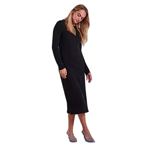 PIECES Pckylie LS-Abito con Scollo a O, Midi Dress Noos Vestito