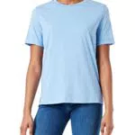 PIECES Pcria SS Fold Up Solid Tee Noos BC T-Shirt, Blu