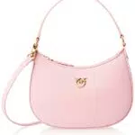 Pinko, HALF MOON MINI VITELLO SETA Donna, P66Q_ROSA ROSSORE-ANTIQUE GOLD