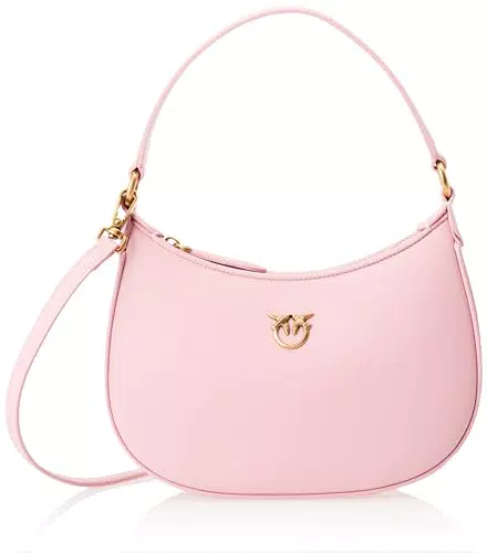 Pinko, HALF MOON MINI VITELLO SETA Donna, P66Q_ROSA ROSSORE-ANTIQUE GOLD