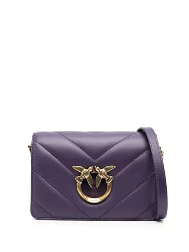 Pinko, LOVE CLICK MINI SHEEP NAPPA BI Donna, W84Q_VIOLA UVA-ANTIQUE GOLD