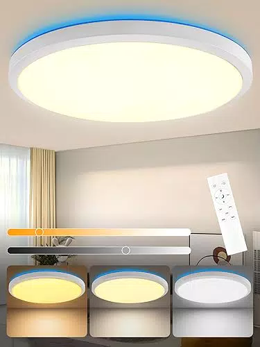 Plafoniera LED Dimmerabile, 36W Plafoniera LED Soffitto con Telecomando