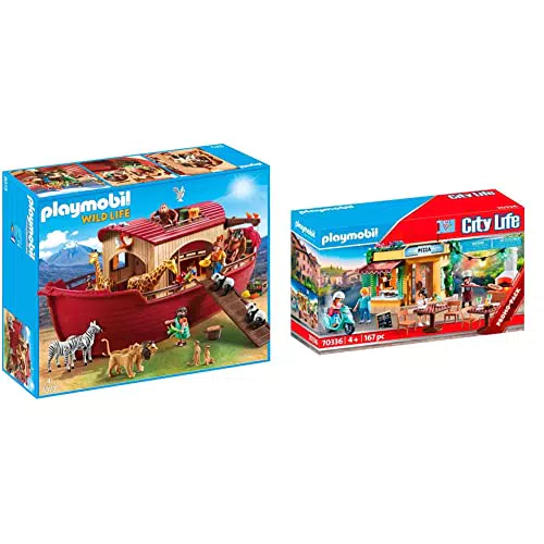 Playmobil Wild Life 9373 - Arca di Noè & City Life 70336 - Pizzeria con tavoli all'aperto