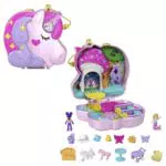 Polly Pocket - Foresta dell'Unicorno Playset ispirato alle feste da tè con corno glitterato