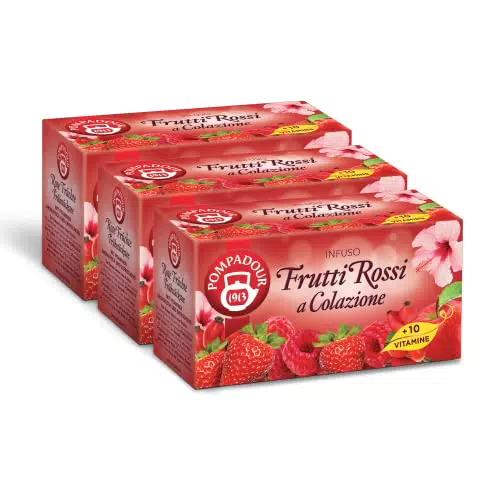 Pompadour, Infuso Frutti Rossi a Colazione con 10 Vitamine
