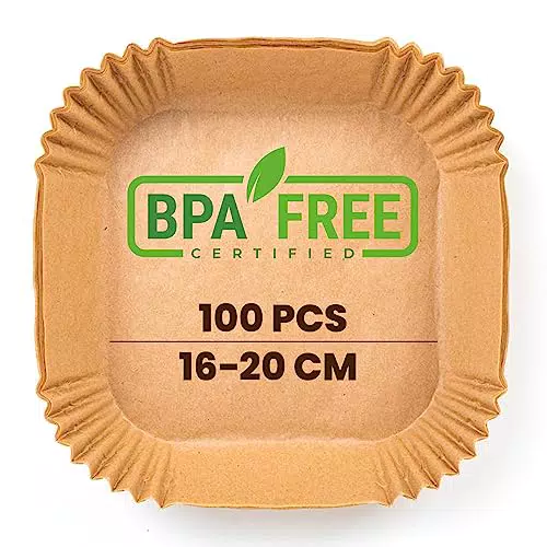 PORTENTUM Carta forno per friggitrice ad aria 100 pezzi Food-Grade BPA Free 16x16x4