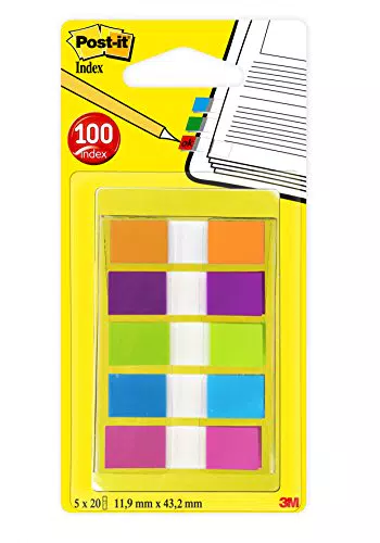 Post-it Index Mini, Segnapagina Adesivi in Plastica Colorati