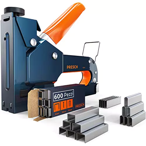 Presch Set Graffatrice Manuale 600 pz. - Fissatrice manuale con 600 graffette per legno