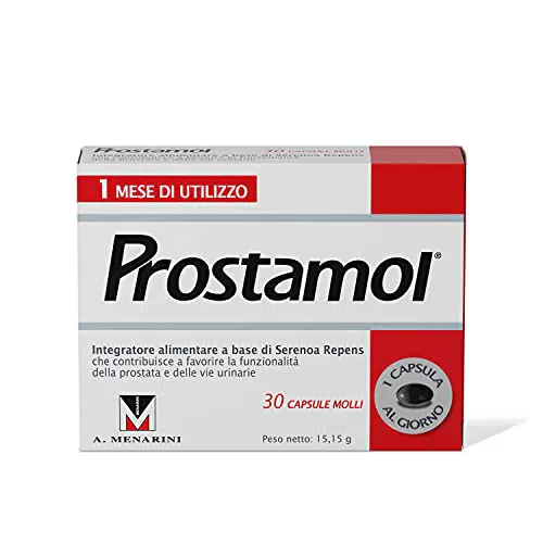 Prostamol - Integratore Alimentare a Base Di Serenoa Repens Che Contribuisce A Favorire La Funzionalità Della Prostata e Delle Vie Urinarie. 30 Capsule Molli Da 505 mg