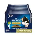 Purina Felix Le Ghiottonerie Cibo Umido per Gatti con Salmone e Zucchine e con Trota e Fagiolini