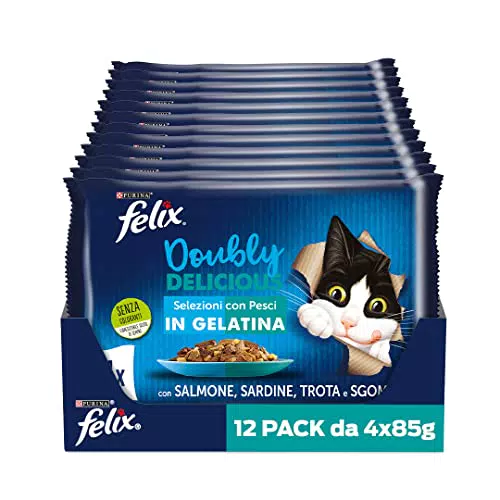 Purina Felix Le Ghiottonerie Doubly Delicious Cibo Umido per Gatti con Salmone e Sardine