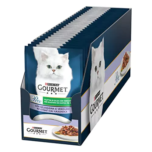 Purina Gourmet Perle Filettini in Salsa Cibo Umido per Gatti con Vitello e Verdure
