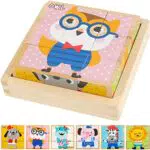 Puzzle di Legno a Forma di Cubo, Comius Sharp 3D Picture Cube Puzzle Games 6 in 1 Motivi Puzzle di Legno per Bambini da 1 2 3 4 Anni Giocattolo Educativo di Legno