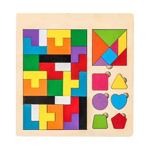 Puzzle di Legno per Bambini Tangram, Comius Sharp Montessori Regalo Educativo per Bambini e Adulti