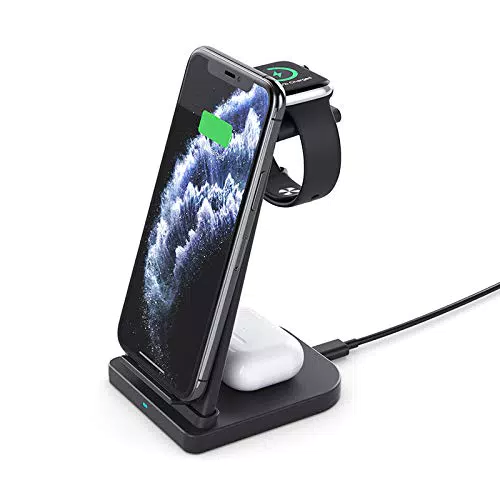 QUMOX 3 in 1 Caricabatterie e Dock di Ricarica Wireless per iph AP Watch AP