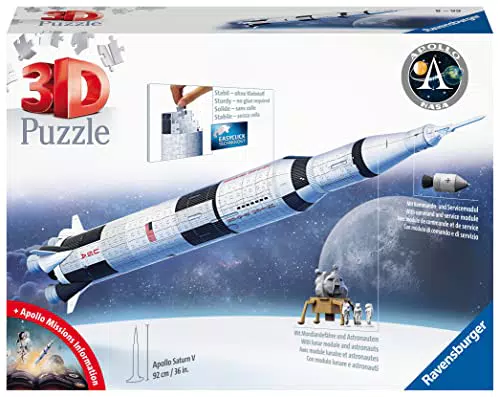 Ravensburger - 3D Puzzle Apollo Saturn V Rocket, Razzo Spaziale