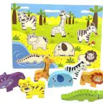 RB&G Puzzle in legno con grandi parti Safaritiere Puzzle per bambini a partire da 1 anno di ippopotamo & Co. Puzzle Baby