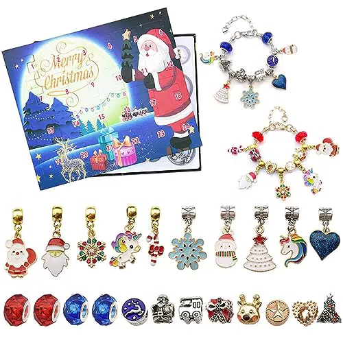 Regalo Bambina 6-12 Anni Braccialetti Ragazza Calendario Avvento Natale 2023 Kit Braccialetti Fai Da Te Bambina Regali Bambina
