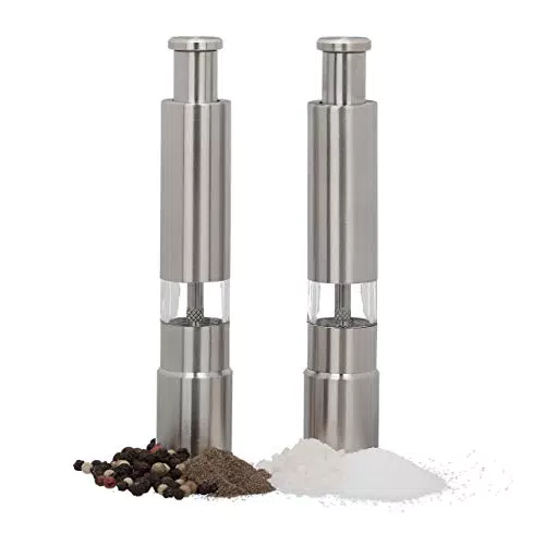 Relaxdays 10023303 Set 2 Macina Pepe Manuale Acciaio Inox