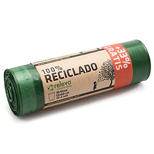 Relevo Sacchi Spazzatura 100% riciclati, 30 Litri, 20 unità