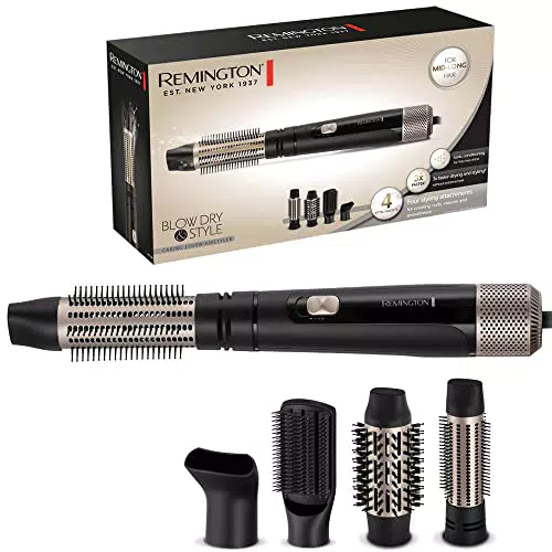 Remington, Spazzola ad aria, Ioni, Asciugacapelli, 4 accessori: testine ceramica e setole rigide