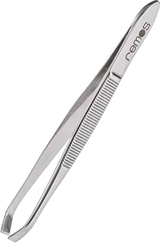 REMOS Pinzetta in acciaio inossidabile con punta inclinata - 8 cm