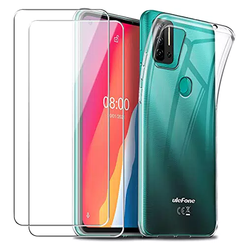 Reshias Cover per Ulefone Note 11P, Trasparente Morbido TPU Silicone Protettiva Custodia con Due Vetro Temperato Pellicola Protettiva per Ulefone Note 11P 2021 6.55''