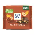Ritter Sport Nuts & Flakes, Tavoletta di Cioccolato al Latte con Nocciole Tostate Intere e Fiocchi di Mais