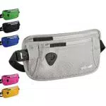 SAO ROQUE Marsupio Portasoldi I Cintura Donna Uomo Da Viaggio Con Bloccante RFID I Piatto Impermeabile misura dell'anca 40-150cm I Grigio Argento 27x14x2cm