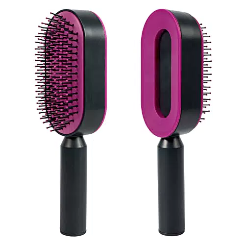 Self Cleaning Hair Brush for Women, One-key Cleaning Airbag Massaggio Scalp Comb