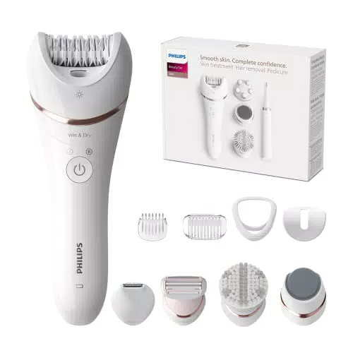 Set di bellezza epilatore Philips serie 9000 con rifinitore a penna per l'eliminazione dei peli