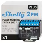 Shelly Plus 2PM, Relè Wi-Fi e Bluetooth a 2 canali, nero