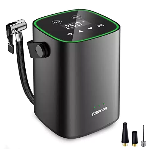 ShockFlo Compressore Aria Portatile 150PSI, Mini Compressore Portatile 4500mAh Ricaricabile Compressore Aria Pompa Gonfiatore