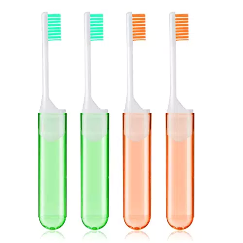 Sibba 4 Pezzi Spazzolini da Denti Spazzolino da Viaggio Pieghevole Setole Morbide Spazzole Manuali Mini Dimensioni Kit Portatile Piccolo Custodia Pieghevole Campeggio Set per Bambini 7