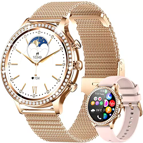 Smartwatch Donna Uomo Chiamata Bluetooth, Orologio Fitness Tracker con Cardiofrequenzimetro