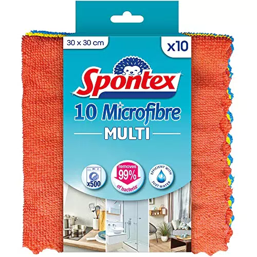 Spontex Microfibre Multi, 1 confezione da 10 panni in microfibra