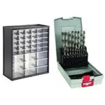 Stanley 1-93-981 Cassettiera Con 39 Scomparti, Multicolore & Bosch Professional Set Da 19 Pezzi Di Punte Per Metallo Hss-G Probox