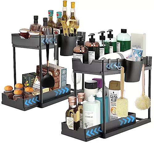 Sterneer 2 Pezzi Organizer Sottolavello Cucina, 2 Livelli Scaffale Sottolavello Portaoggetti